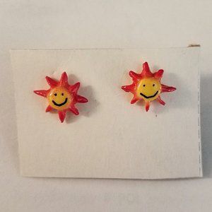 Novelty Earrings Smiley Sun